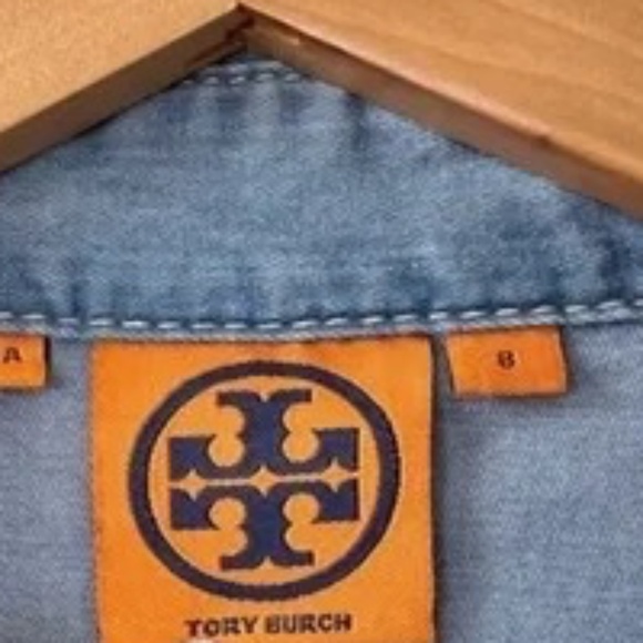 Tory Burch Brigette Chambray Dress Size 8 EUC - Picture 2 of 3